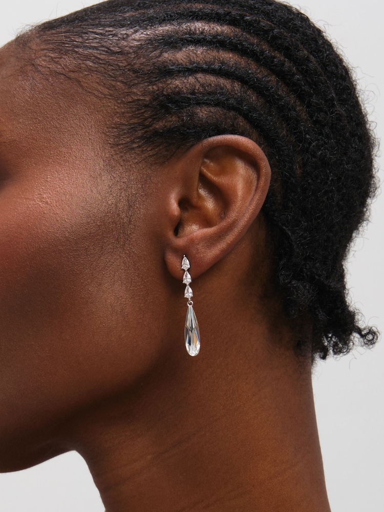 Jon Richard Silver Tone Linear Pear Drop Earrings - Image 3 of 3