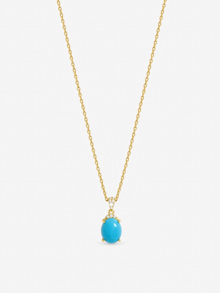 Jon Richard Gold Tone Turquoise Stone Pendant - Image 1 of 3 Jon Richard Gold Tone Turquoise Stone Pendant - Image 1 of 3