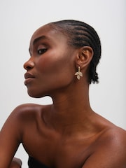 Jon Richard Gold Tone Cubic Zirconia Leaf Earrings - Image 2 of 3