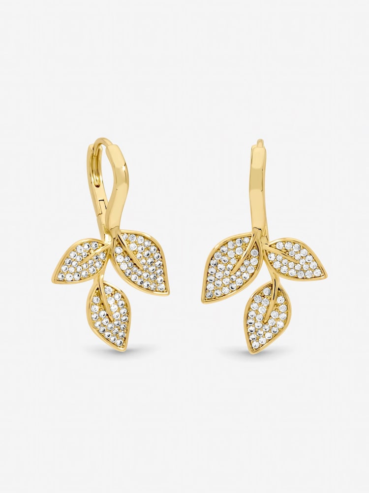 Jon Richard Gold Tone Cubic Zirconia Leaf Earrings - Image 3 of 3