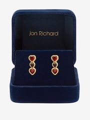 Jon Richard Red Crystal Gold Tone Cubic Zirconia Heart Drop Earrings - Image 1 of 2