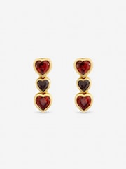 Jon Richard Red Crystal Gold Tone Cubic Zirconia Heart Drop Earrings - Image 2 of 2