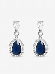 Jon Richard Sapphire Blue Tone Cubic Zirconia Pear Drop Earrings - Image 1 of 4
