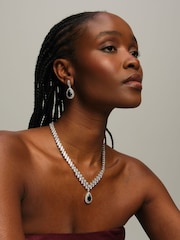 Jon Richard Sapphire Blue Tone Cubic Zirconia Pear Drop Earrings - Image 4 of 4