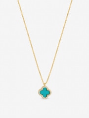 Jon Richard Gold Tone Turquoise Clover Pendant Necklace - Image 1 of 3