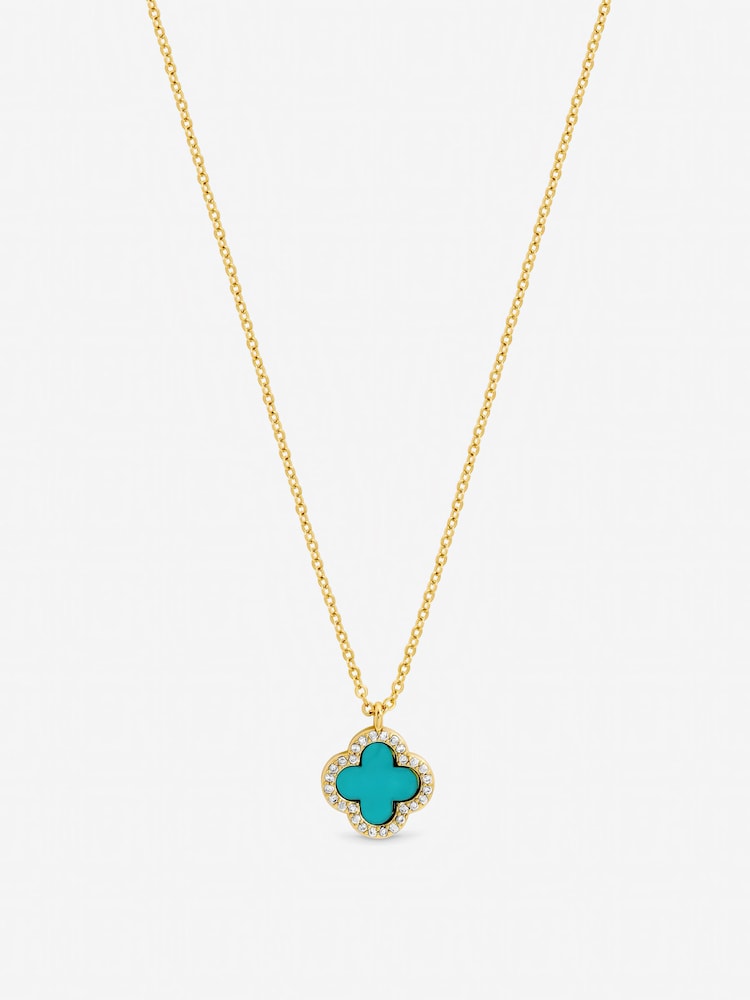 Jon Richard Gold Tone Turquoise Clover Pendant Necklace - Image 1 of 3