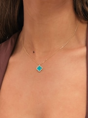 Jon Richard Gold Tone Turquoise Clover Pendant Necklace - Image 3 of 3