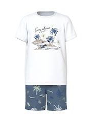 Name It Blue Palm Print Pyjama Set - Image 1 of 3