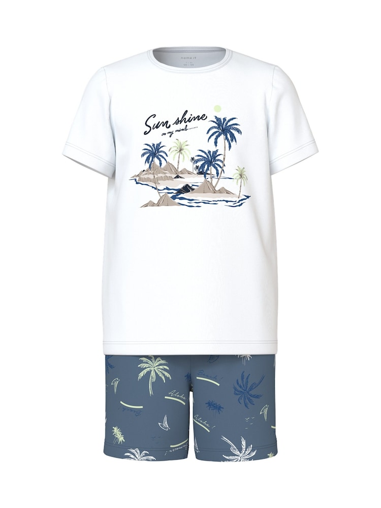 Name It Blue Palm Print Pyjama Set - Image 1 of 3