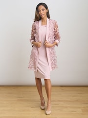 Gina Bacconi Pink Destiny Floral Appliqué Dress and Jacket With Detachable Necklace - Image 3 of 7