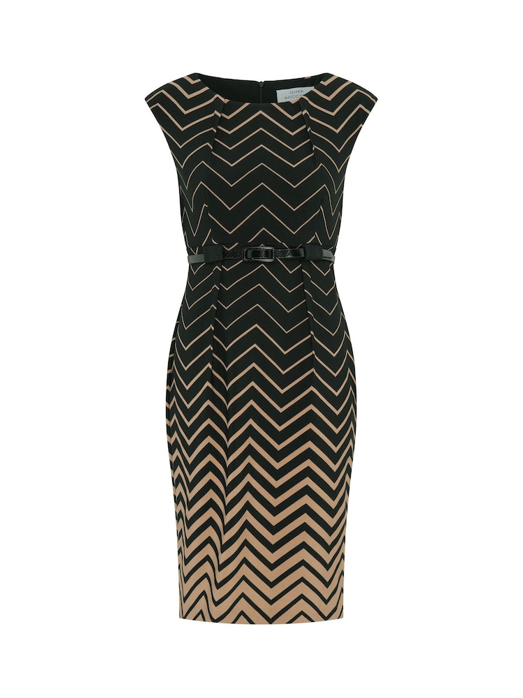Gina Bacconi Black Sofie Print Dress With Belt - Image 7 of 7