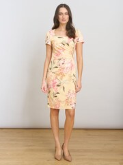 Gina Bacconi Yellow Trish Floral Print Dress - Image 1 of 8