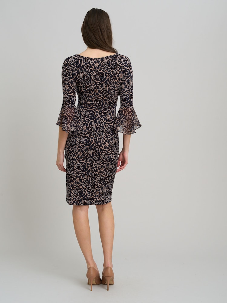 Gina Bacconi Natural Nikita Printed Sheath Dress - Image 2 of 6