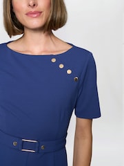 Gina Bacconi Blue Elise Belted Shift Dress - Image 4 of 5