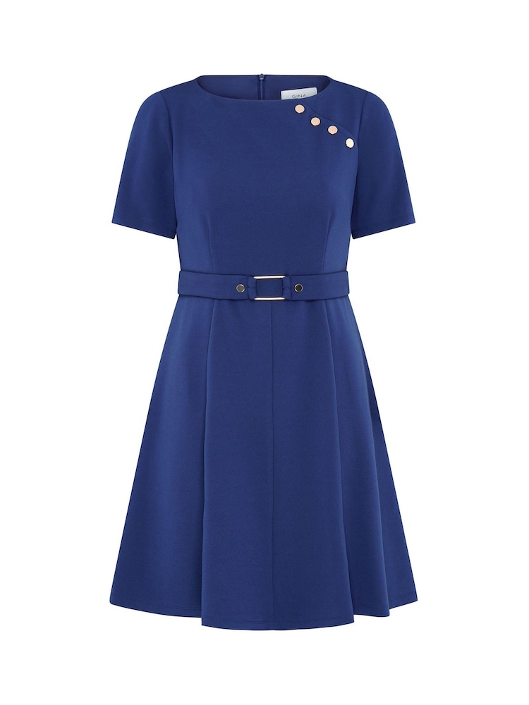 Gina Bacconi Blue Elise Belted Shift Dress - Image 5 of 5