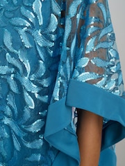Gina Bacconi Blue Darlene Embroidered Cape Dress - Image 4 of 5