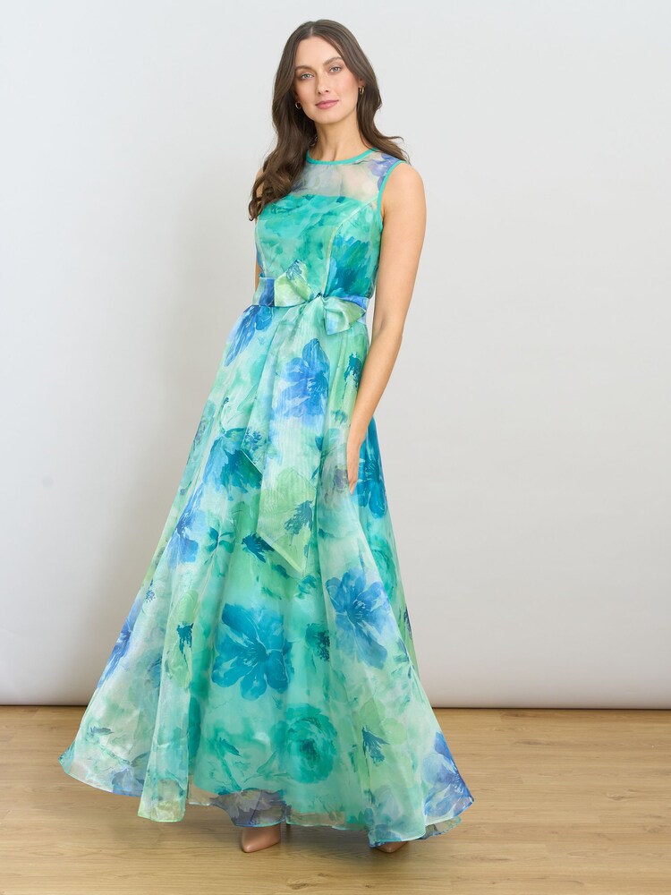 Gina Bacconi Green Amy Printed Organza Maxi Dress - Image 1 of 7 Gina Bacconi Green Amy Printed Organza Maxi Dress - Image 1 of 7