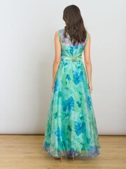 Gina Bacconi Green Amy Printed Organza Maxi Dress - Image 2 of 7