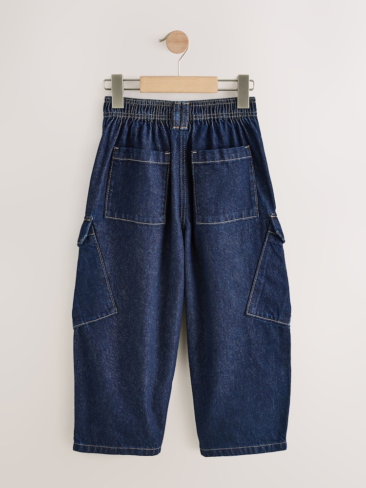 Dark Blue Denim Cargo Barrel Jeans (3-16yrs) - Image 2 of 4 Dark Blue Denim Cargo Barrel Jeans (3-16yrs) - Image 2 of 4