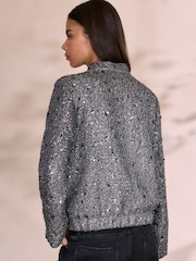 Grey N.Premium  Boucle Sequin Jacket - Image 4 of 9