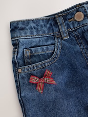 Denim/ Red Tartan Bows Mom Jeans (3-16yrs) - Image 10 of 11