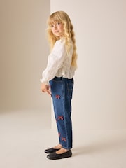 Denim/ Red Tartan Bows Mom Jeans (3-16yrs) - Image 3 of 11