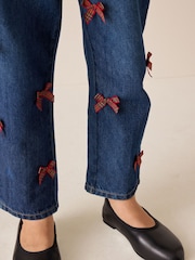 Denim/ Red Tartan Bows Mom Jeans (3-16yrs) - Image 5 of 11