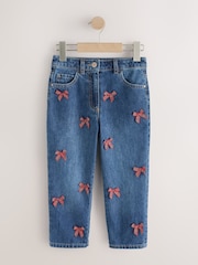 Denim/ Red Tartan Bows Mom Jeans (3-16yrs) - Image 6 of 11
