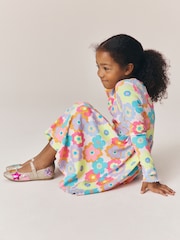 Little Bird by Jools Oliver Pink Rainbow Floral Ribbed Jersey Dress - Image 2 of 8