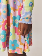 Little Bird by Jools Oliver Pink Rainbow Floral Ribbed Jersey Dress - Image 4 of 8