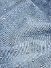 Denim/Silver Stud Scatter Wide Leg Jeans (3-16yrs) - Image 3 of 4