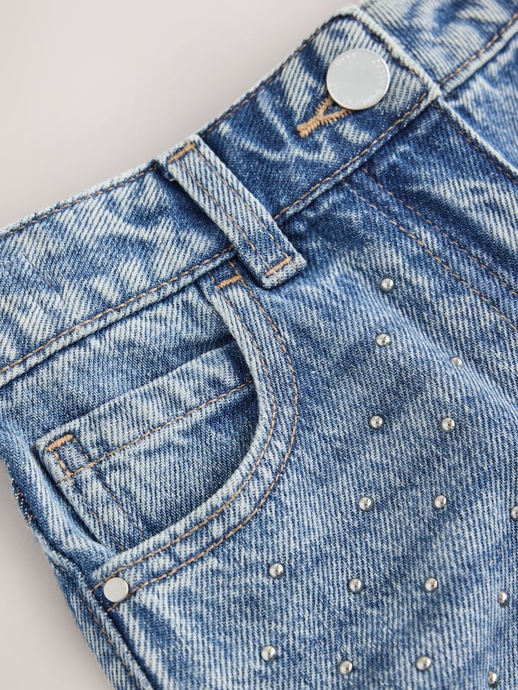 Denim/Silver Stud Scatter Wide Leg Jeans (3-16yrs) - Image 4 of 4 Denim/Silver Stud Scatter Wide Leg Jeans (3-16yrs) - Image 4 of 4