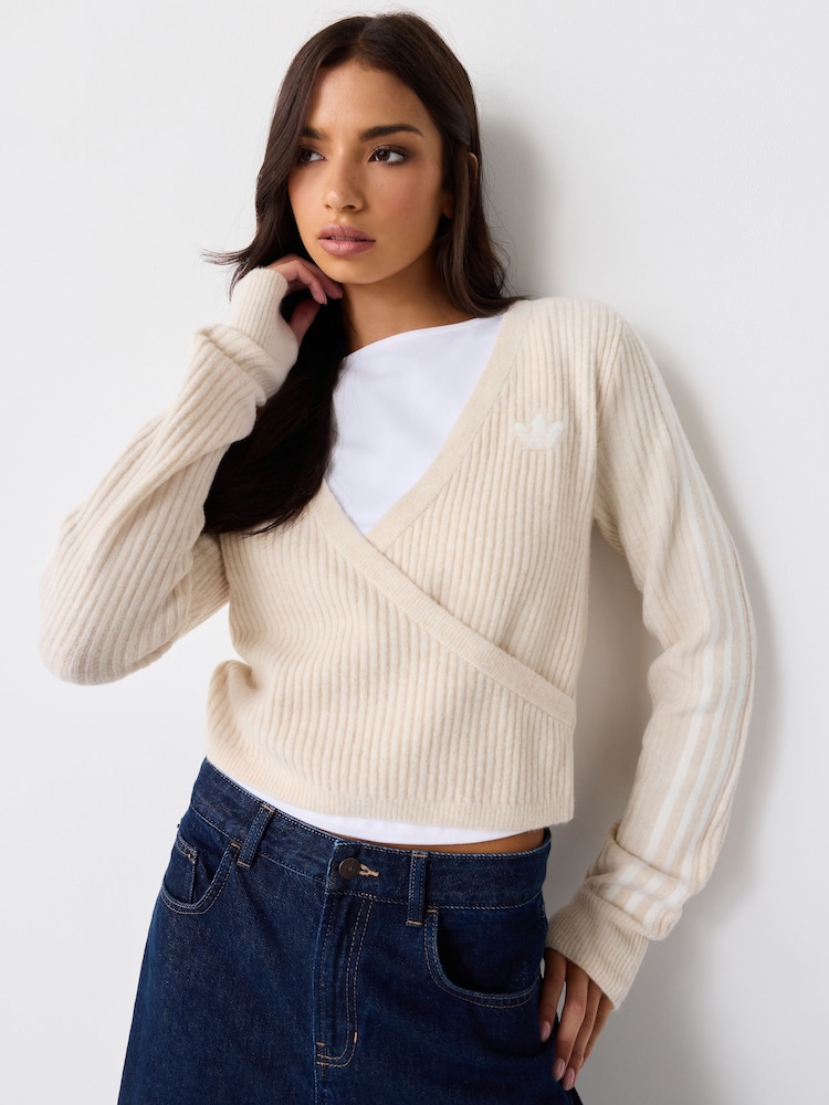 adidas Originals Neutral x Jennie Knit Wrap Cardigan - Image 1 of 4 adidas Originals Neutral x Jennie Knit Wrap Cardigan - Image 1 of 4