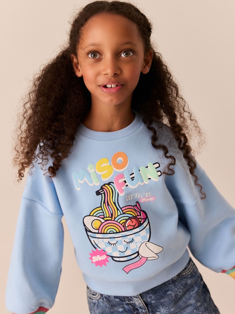 Rainbow Noodle Print - Little Bird Oversized Sweatshirt - 5şəkildən 1 şəkil