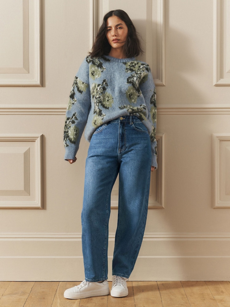 Laura Ashley Blue Barrel Leg Jeans - Image 1 of 3
