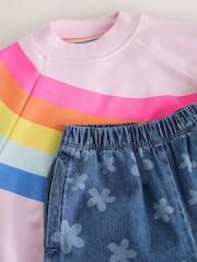 Little Bird by Jools Oliver Rainbow Swoosh Sweat Top & Trousers Set - Image 12 of 13