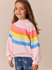 Little Bird by Jools Oliver Rainbow Swoosh Sweat Top & Trousers Set - Image 5 of 13