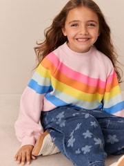 Little Bird by Jools Oliver Rainbow Swoosh Sweat Top & Trousers Set - Image 7 of 13