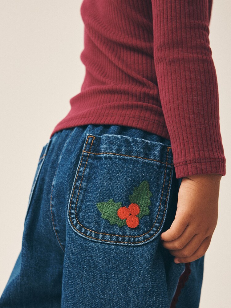 Christmas Embroidered Barrel Jeans (3mths-7yrs) - Image 5 of 5 Christmas Embroidered Barrel Jeans (3mths-7yrs) - Image 5 of 5