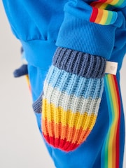 Little Bird by Jools Oliver Multi Rainbow Stripe Knitted Hat With Mittens/Gloves and Snood Set - Image 3 of 5