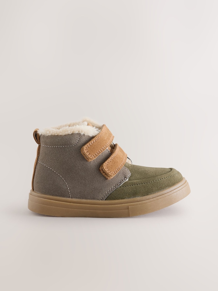 Grey Colourblock Standard Fit (F) Warm Lined Touch Fastening Boots - Image 2 of 7