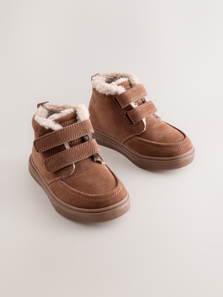 Tan Brown Standard Fit (F) Warm Lined Touch Fastening Boots - Image 1 of 5