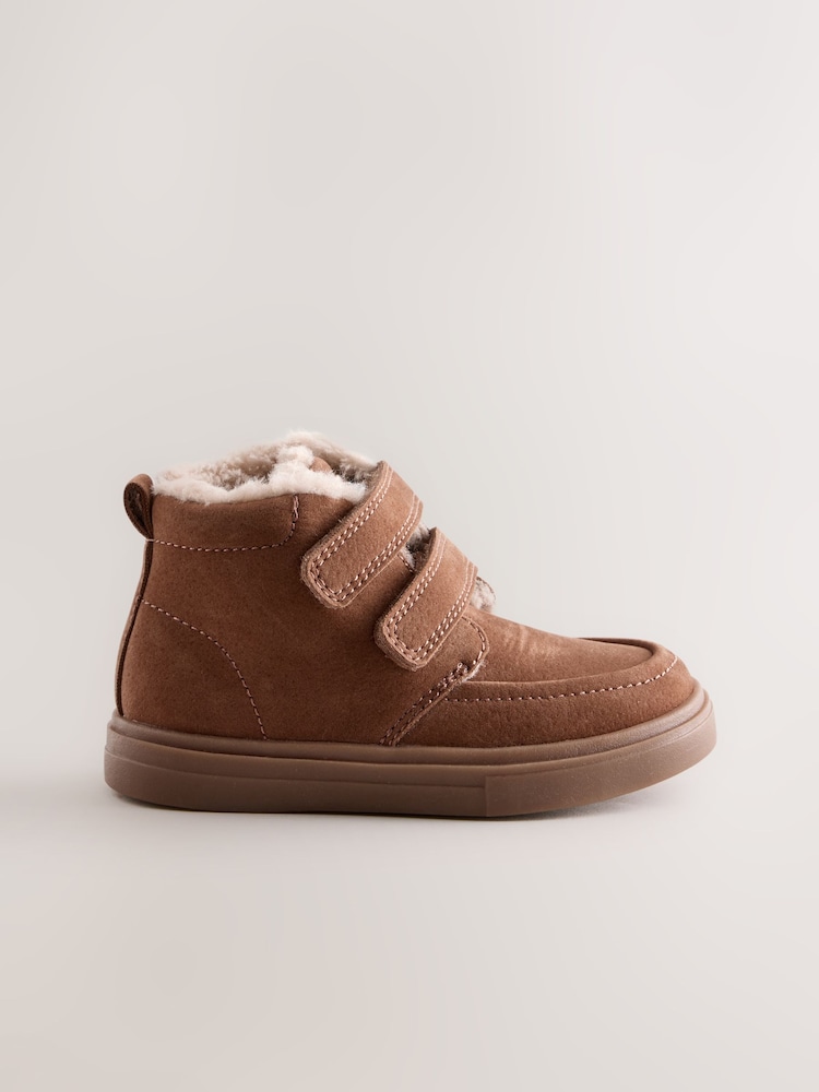 Tan Brown Standard Fit (F) Warm Lined Touch Fastening Boots - Image 2 of 5