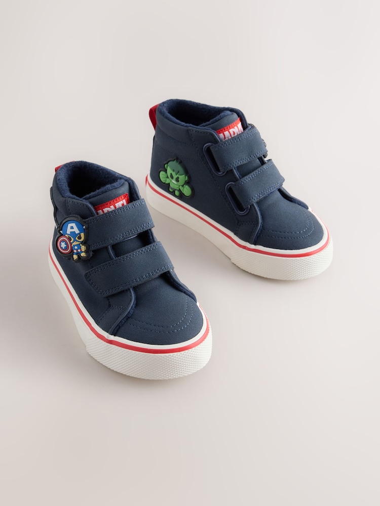 Navy Marvel Hi-Top Touch Fastening Boots - Image 1 of 5 Navy Marvel Hi-Top Touch Fastening Boots - Image 1 of 5