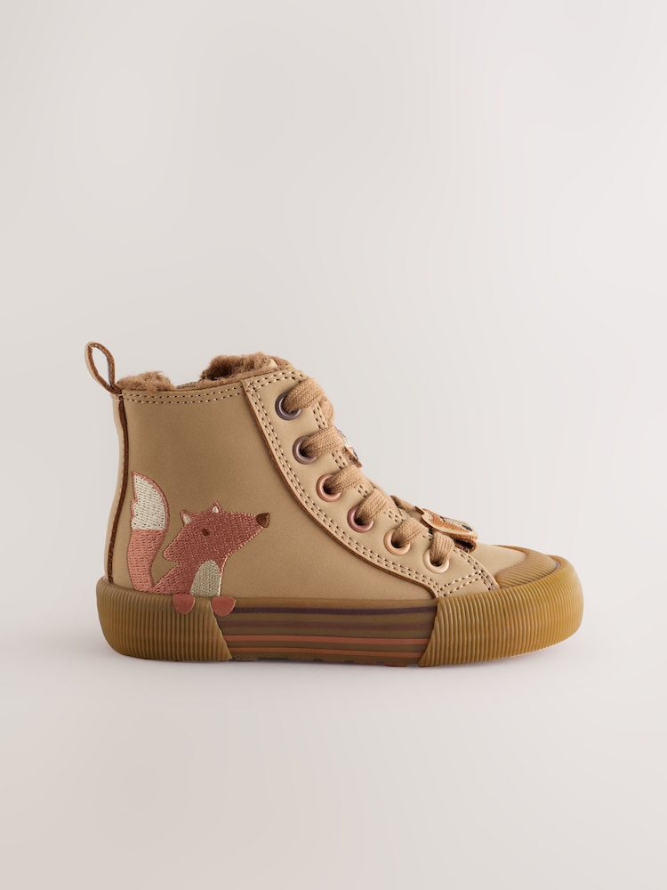 Brown Fox Standard Fit (F) Zip Fastening Hi Top Trainers - Image 2 of 5 Brown Fox Standard Fit (F) Zip Fastening Hi Top Trainers - Image 2 of 5