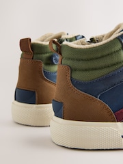 Navy Standard Fit (F) Lace Up Hi-Top Boots - Image 4 of 5
