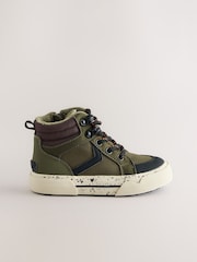 Khaki Green Standard Fit (F) Lace Up Hi-Top Boots - Image 2 of 5