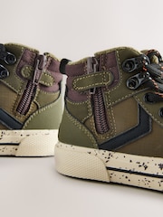Khaki Green Standard Fit (F) Lace Up Hi-Top Boots - Image 3 of 5