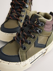 Khaki Green Standard Fit (F) Lace Up Hi-Top Boots - Image 4 of 5