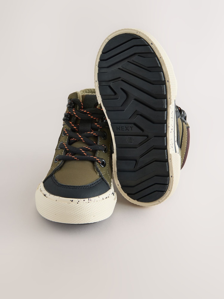 Khaki Green Standard Fit (F) Lace Up Hi-Top Boots - Image 5 of 5 Khaki Green Standard Fit (F) Lace Up Hi-Top Boots - Image 5 of 5